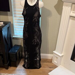 Mossimo Black Palm Print Maxi Dress - L